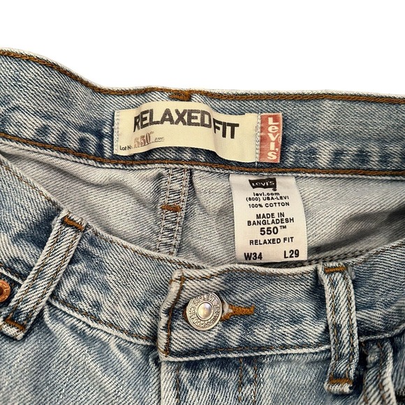 Levi's 550 Jeans Mens 34x29 Relaxed Fit Straight Denim Pants Faded Light Wash - Picture 5 of 9